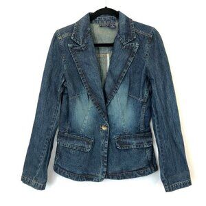 PERISCOPE Size M Fitted Denim Jean Blazer Jacket